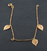 A box-link bracelet, with palmette-shaped pendants, and Italian control marks for 18ct gold,