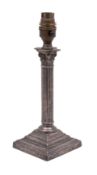 A plated Corinthian column candlestick [as a table lamp] on a stepped square base, 26cm.