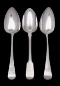 Two George III silver Old English pattern tablespoons,