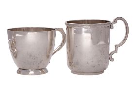 A George V silver christening mug, makers Walker & Hall,