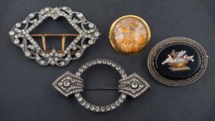 A collection of jewellery, including a micro-mosiac brooch depicting Pliny's doves,