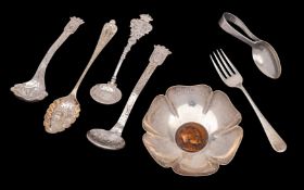 A mixed group of silver items, various makers and dates: including a bon-bon dish,