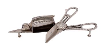 A pair of George III silver candle wick trimmers, maker Rebecca Emes and Edward Barnard,