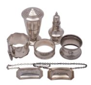 A quantity of Birmingham silver to include an Art Deco pepperette, maker Joseph Gloster Ltd, 1938,