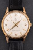 Tudor Royal, a gold gentleman's wristwatch the patterned dial with raise baton and Arabic numerals,
