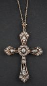A late 19th/ early 20th century, rose, single and old-cut diamond, openwork, cruciform pendant