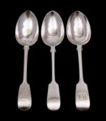 A Victorian silver Fiddle pattern tablespoon, maker Charles Boyton II, London 1868,