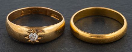 Two gold rings, including an 18ct gold diamond ring, estimated diamond weight ca. 0.