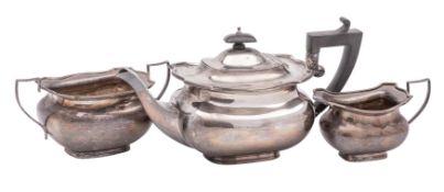 A George V silver three-piece tea service, maker Charles S Green & Co Ltd, Birmingham,