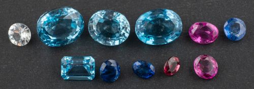! A collection of eleven faceted gemstones including: three sapphires,