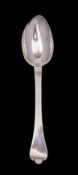 A 1730-1796 Jersey silver trefid spoon, maker Thomas David Mauger engraved ALR to reverse,