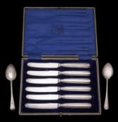 A set of six George V silver handled butter knives, maker Allen & Darwin, Sheffield,
