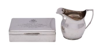 A George VI silver helmet-shaped cream jug, maker Thomas Ducrow & Sons, Birmingham 1943, 156gms,