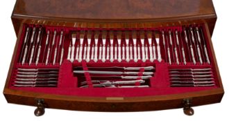 An Elizabeth II extensive silver Jesmond-style pattern flatware service, maker Elkington & Co.