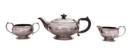 A George VI silver three-piece tea service, makers Mappin and Webb,