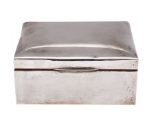 A George V silver cigar box, makers Cohen and Charles, Chester 1910 of plain rectangular form,