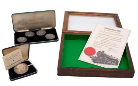 A set of four silver commemorative medals struck for the 50th Anniversary of the 'Railways Act
