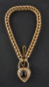A fancy-link bracelet with heart-shaped, foliate engraved clasp,