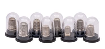 Chester Silver Thimbles : 8 thimbles, 4 by noted maker Charles Horner,