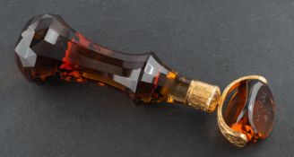 A probably 19th century, faceted citrine, swivel seal, with reeded,