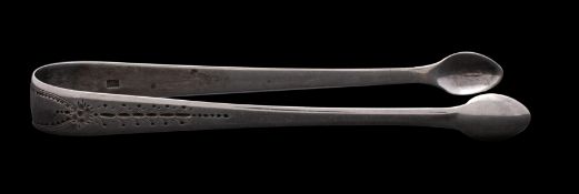 A George III Silver pair of sugar tongs, maker Thomas Wallis II, London 1803, 1 ozs.