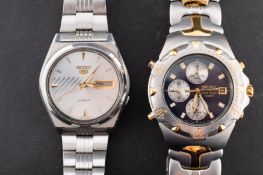 Seiko Automatic a gentleman's stainless-steel wristwatch the dial with day and date apertures,