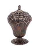 A Georgian silver pounce pot, all marks worn, maker CF?,