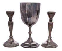 An Edward VII silver pedestal goblet, makers William Hutton & Sons Ltd.