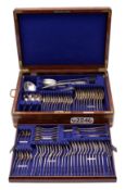 A Fiddle pattern canteen service, maker William Eaton, London hallmarked,