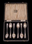 A set of six Edward VIII silver teaspoons, makers William Bruford & Sons Ltd, Sheffield 1936, 48gms,