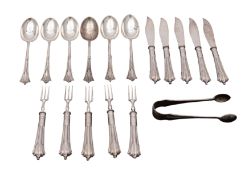 A Victorian and Edward VII Albany pattern silver dessert set comprising six spoons, London 1894,