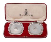 A pair of Edward VIII Coronation silver coasters, maker Roberts & Beck, Sheffield,
