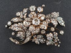 A 19th century old, single and rose-cut diamond spray brooch