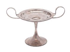 An Edward VII silver twin handled Kylix shaped tazza, maker John Round & Son,