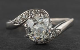 An old and single-cut diamond ring, estimated weight of principal diamond ca. 1.