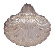 A Victorian silver shell-shaped fruit dish, maker Henry Atkin, Sheffield 1897 with crimped edge,