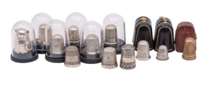 Assorted thimbles including Advertising, London, Sheffield, etc.