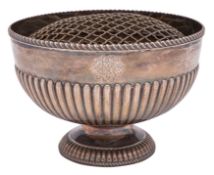 A George V silver rose bowl, makers Atkin Brothers, Sheffield, 1912 monogrammed,