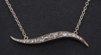 A rose, single and old-cut diamond necklace, total estimated diamond weight ca. 0.