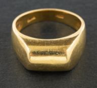 A ring, with Italian control marks for 18ct gold, length of ring head ca.