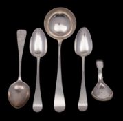 A George IV silver fiddle and thread pattern caddy spoon, maker Joseph Willmore, Birmingham 1821,