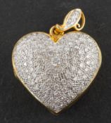 A round, brilliant-cut diamond heart-shaped, locket pendant, total estimated diamond weight ca. 1.