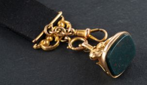 A Victorian, 9ct gold, bloodstone seal fob, with hallmarks for London, 1876,