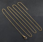 A belcher-link watch chain, with dog clip, stamped '9CT', total length ca. 139cm, total weight ca.