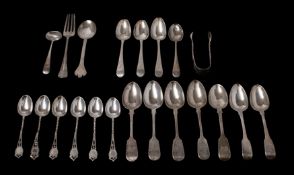 A set of three George III silver Old English pattern bright cut teaspoons, maker Thomas Wallis II,