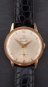 Omega Seamaster, a gentleman's gold-plated wristwatch the dial with Roman and baton numerals,