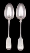Two Victorian silver fiddle pattern tablespoons, maker John Stone, Exeter 1853/1854 140gms, 4.5ozs.