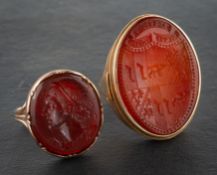 Two intaglio rings,