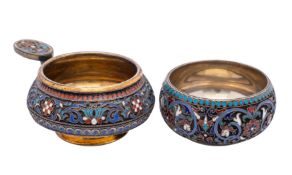 An Imperial Russian silver and enamel charka, maker Ivan Khlebnikov, Moscow,