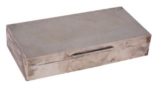 An Elizabeth II silver cigarette box, maker S J Rose & Son, London, 1964 rectangular,